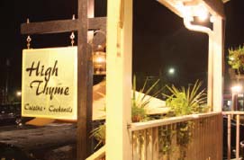 High Thyme Cuisine's store sign in Sullivans Island. Fine dining for your taste pallet